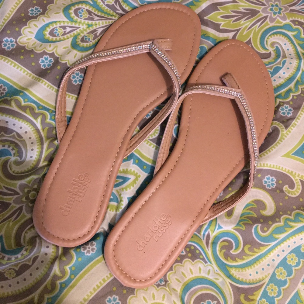 Tan Rhinestone Flip-Flop